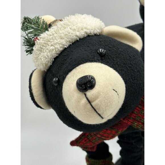 Vtg Black Bear & Cub Plush Christmas Advent Countdown Calendar Kitschy Core 14" - Picture 3 of 10